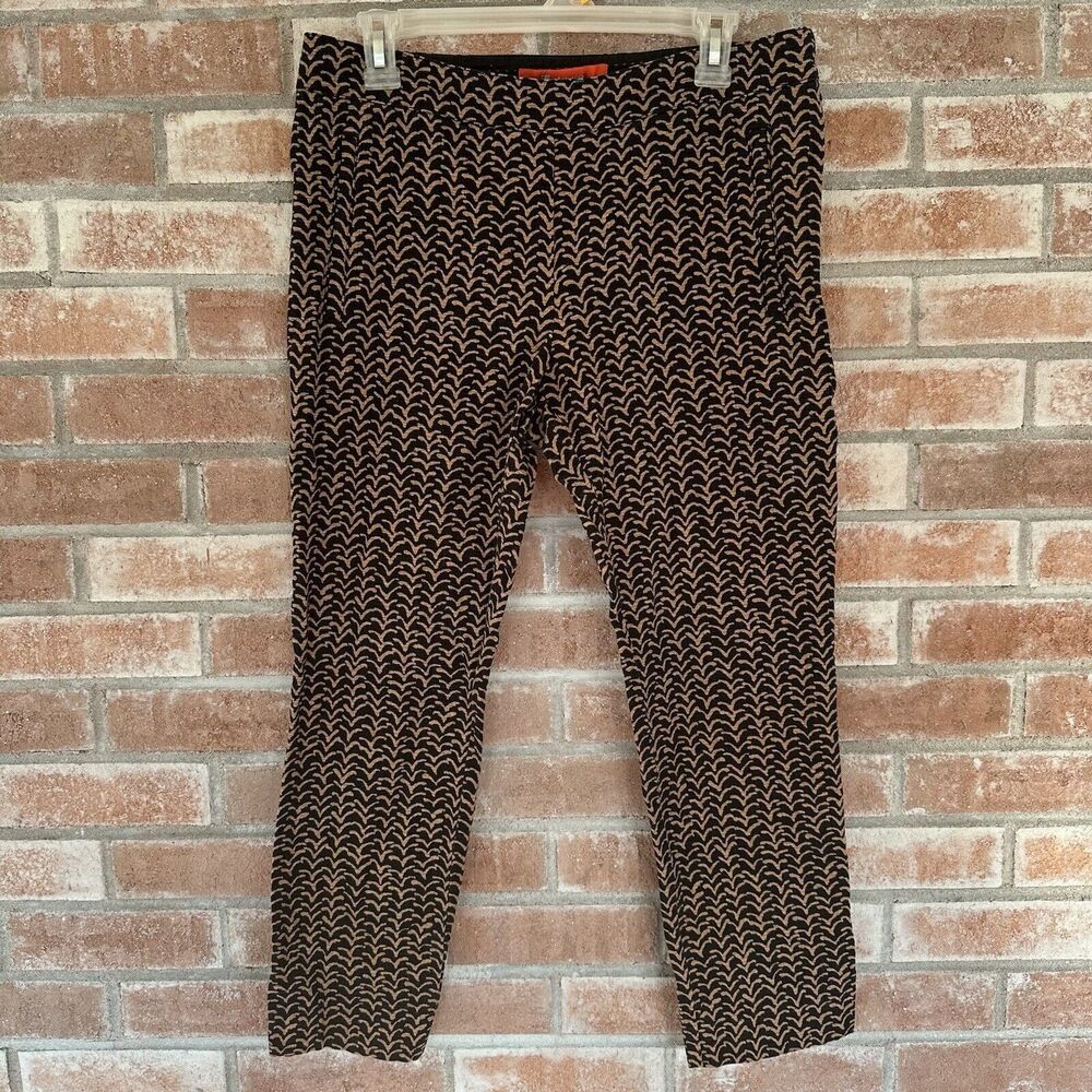 Cartonnier Anthropologie Slim Cropped Side Zip Pants Size 10 Black / Tan